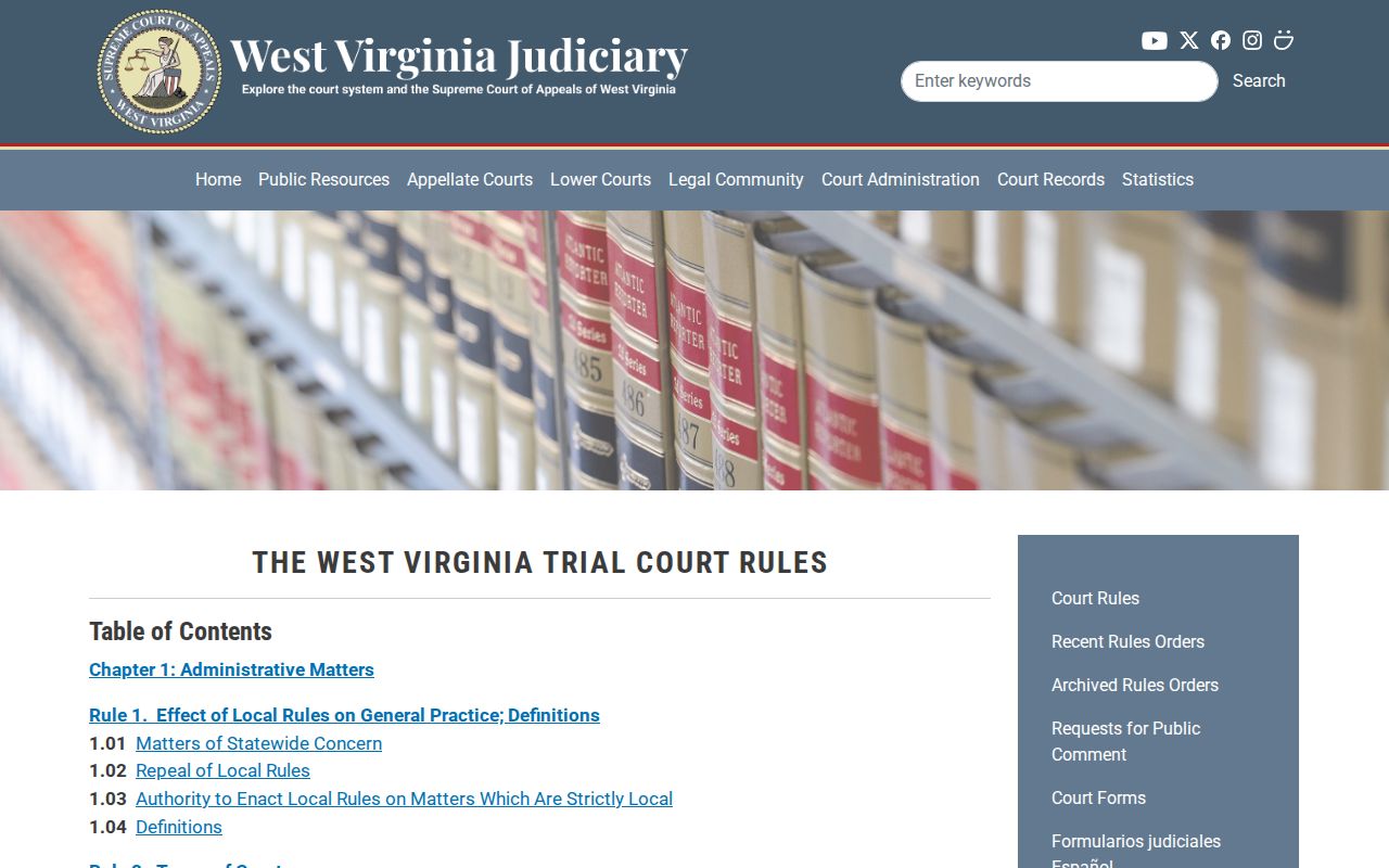 West Virginia Trial Court Rule 10.04 public record access provisions
