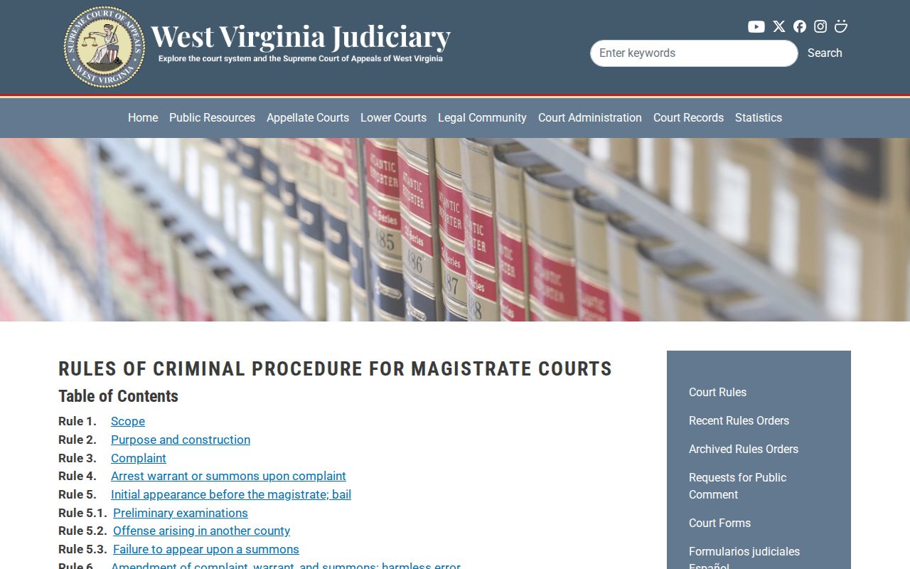 West Virginia magistrate criminal rules governing traffic citations
