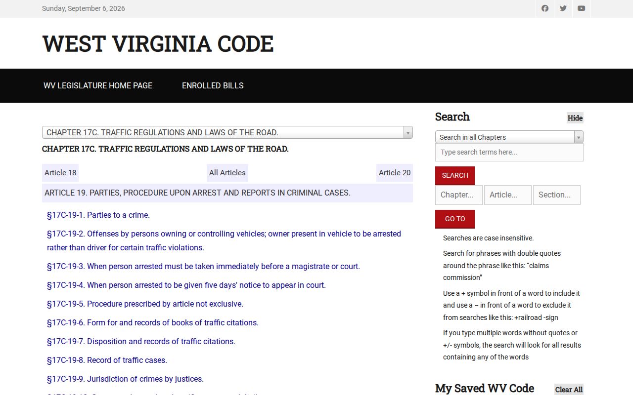 West Virginia traffic citation deposit and jurisdiction law