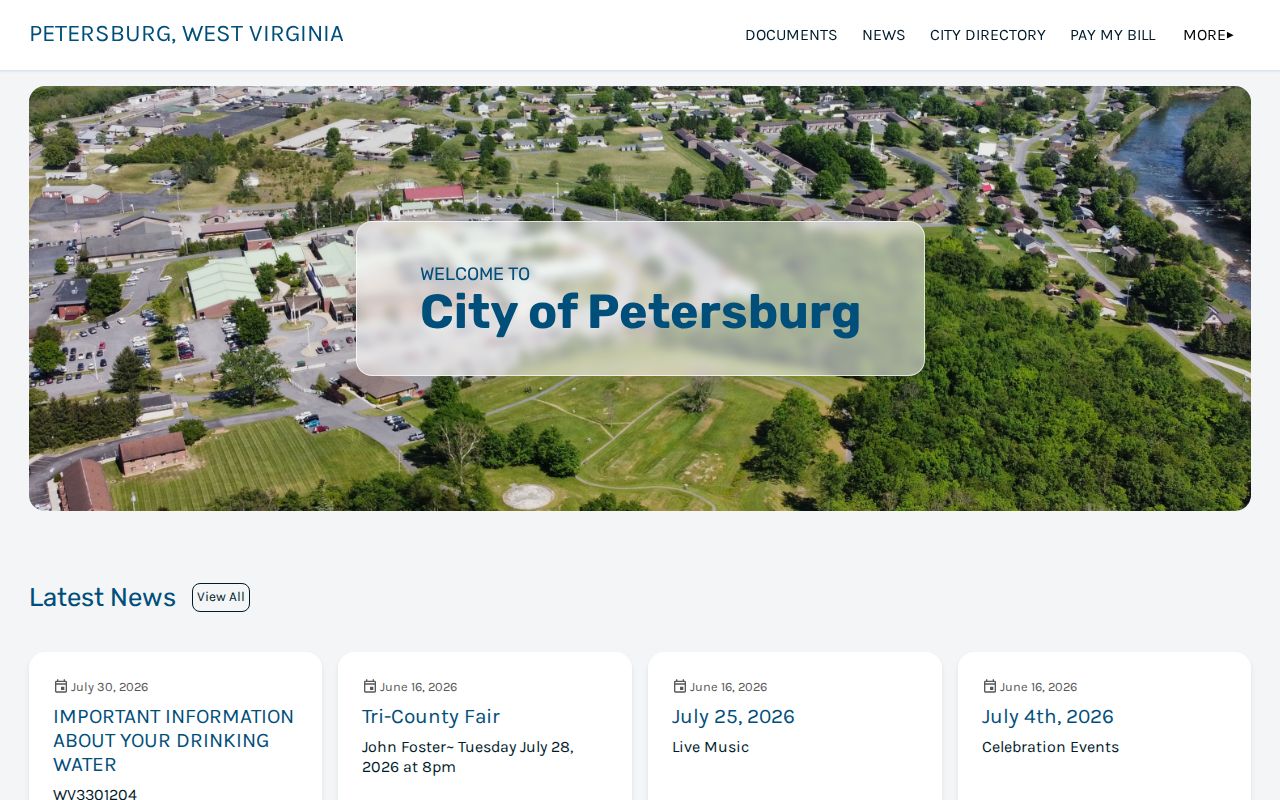 Official City of Petersburg website used as the municipal contact starting point